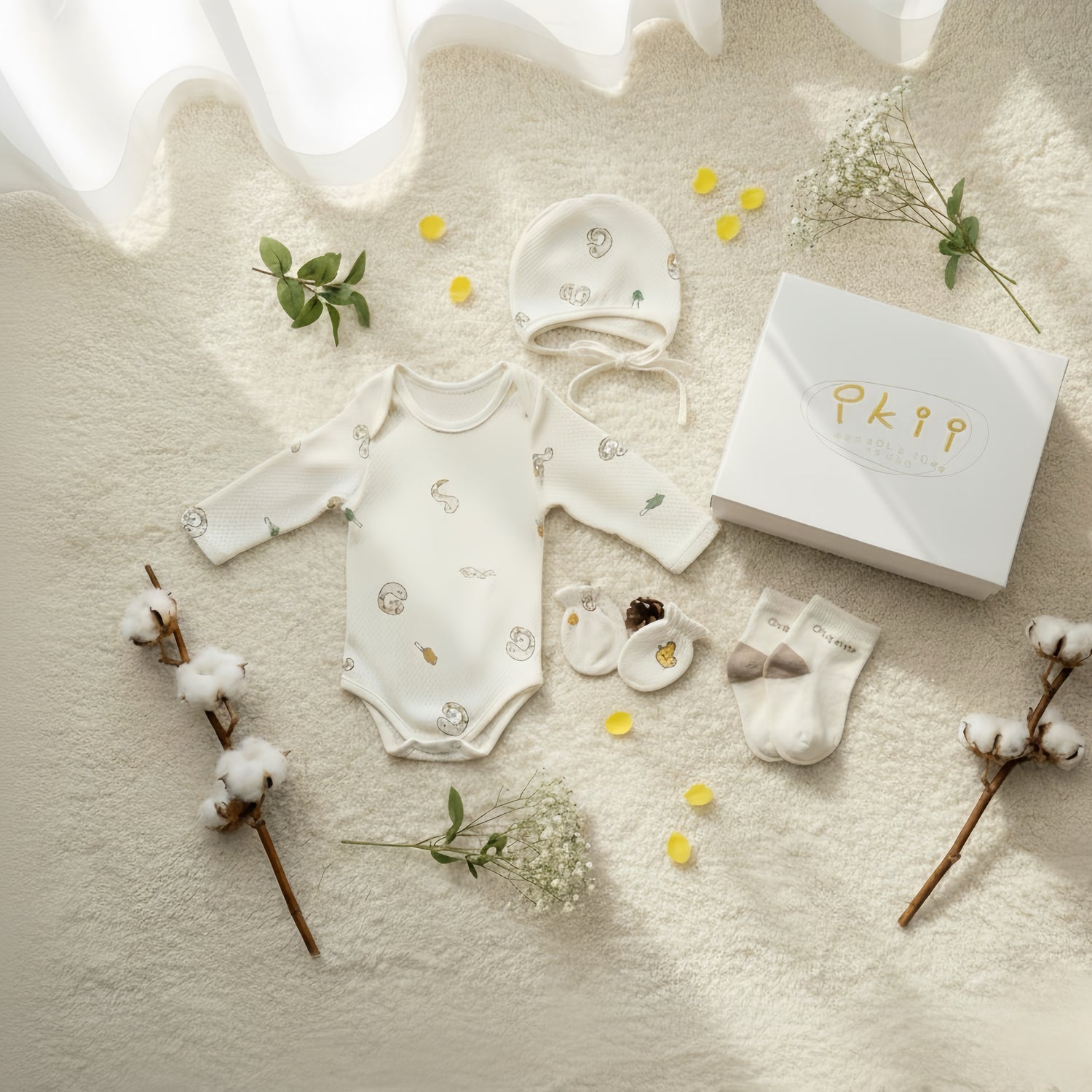 Baby's First Gift: Organic Eczema-Friendly Mesh Newborn 4 Pieces Gift Set