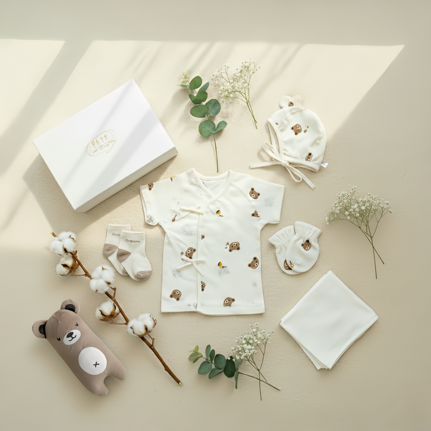 Baby's First Gift: Organic Eczema-Friendly Mesh Newborn 6 Pieces Gift Set